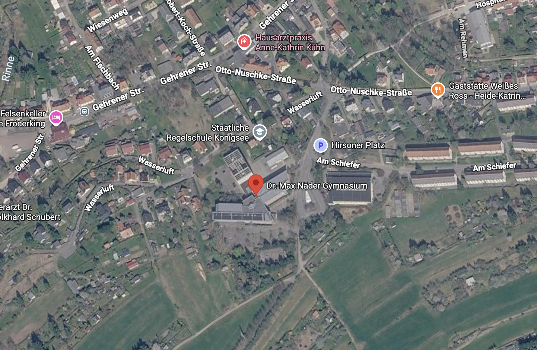 Kartenausschnitt mit der Lage des Dr. Max Näder Gymnasiums, Neue Schulstraße 1 in Königsee